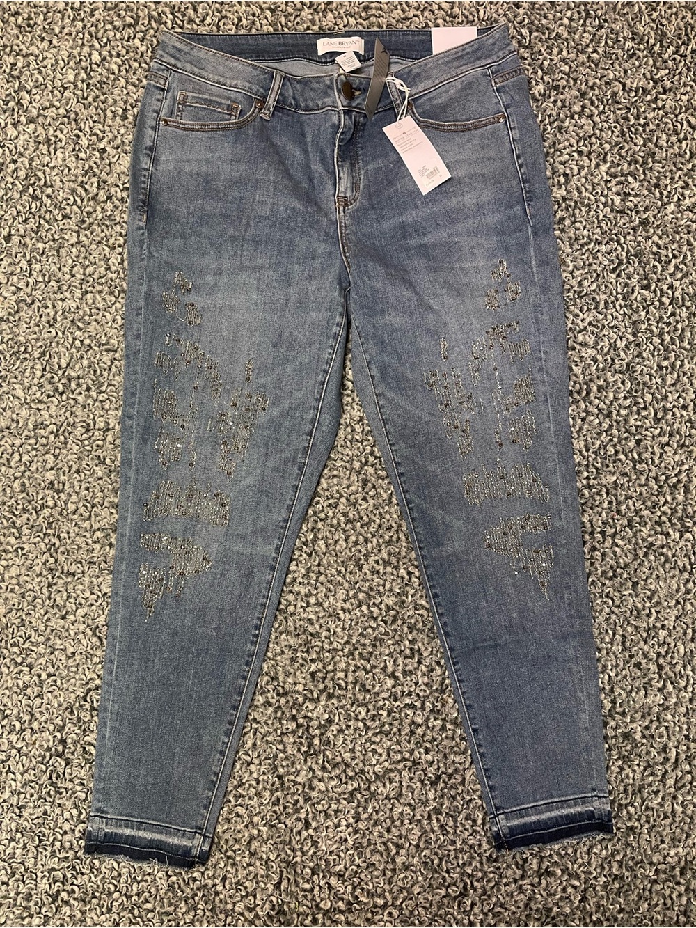 Lane Bryant Light Blue Skinny Jeans with Sequin Detail